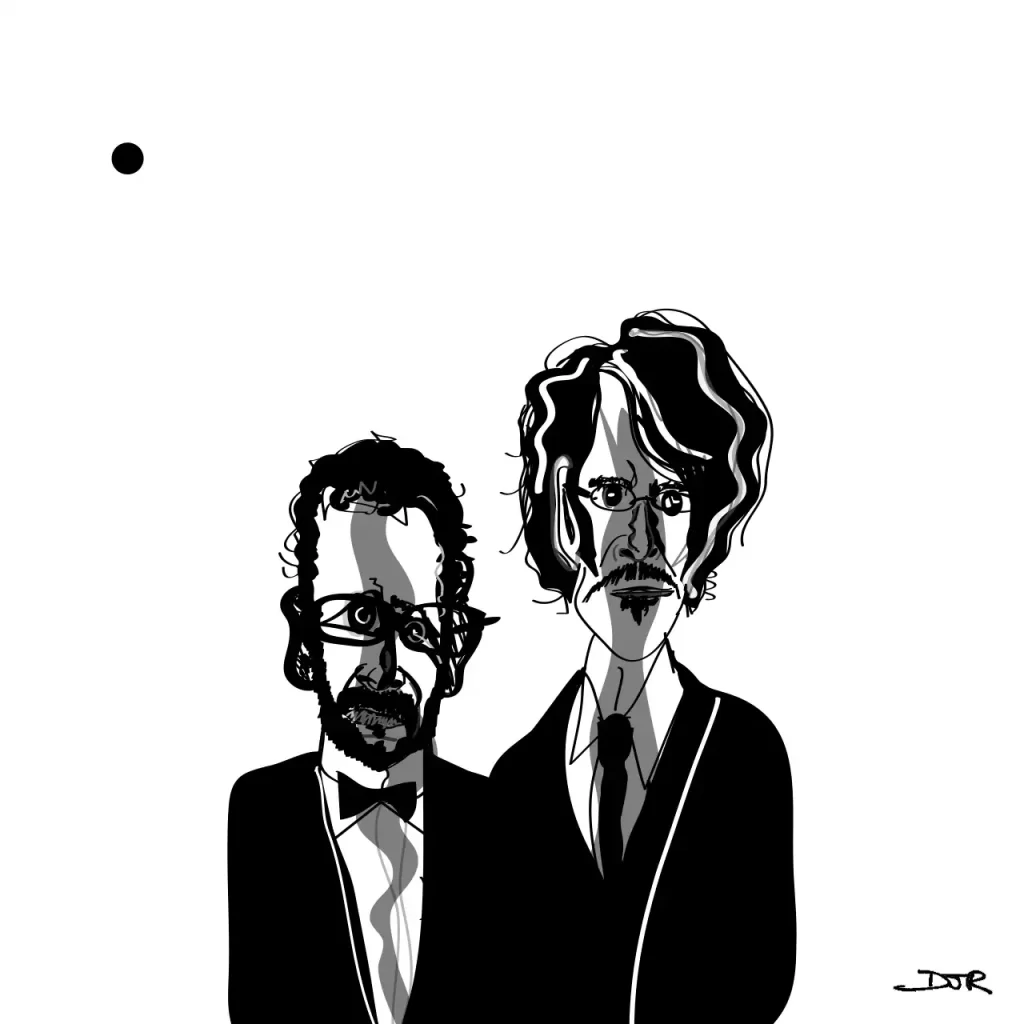 An illustration by Daniel Joshua Rubin of Joel and Ethan Coen - The Coen Brothers.